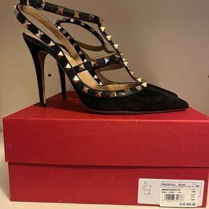 Women’s Valentino Rock-Studs - black suade finish - size 9